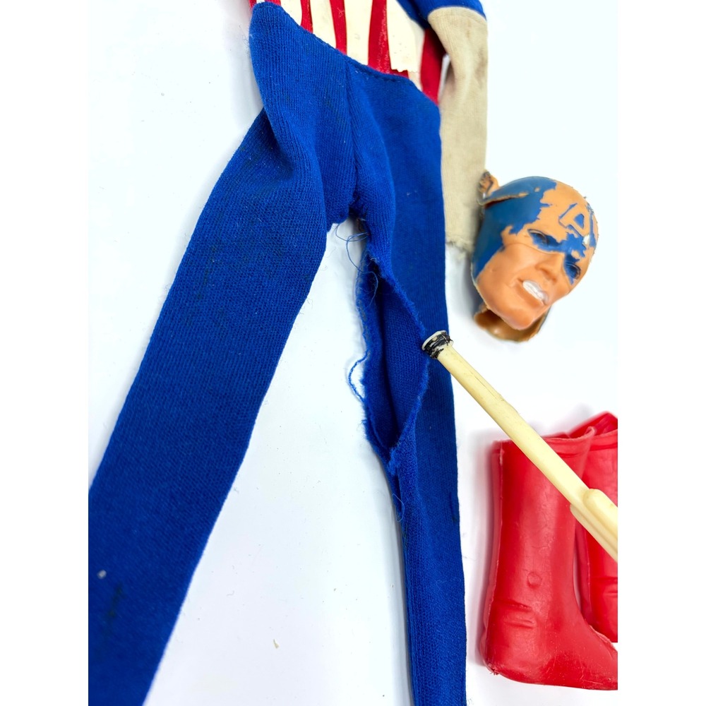 Vintage 1966 Ideal Captain Action Captain America Outfit Boots Mask Parts Set - Picture 2 of 7